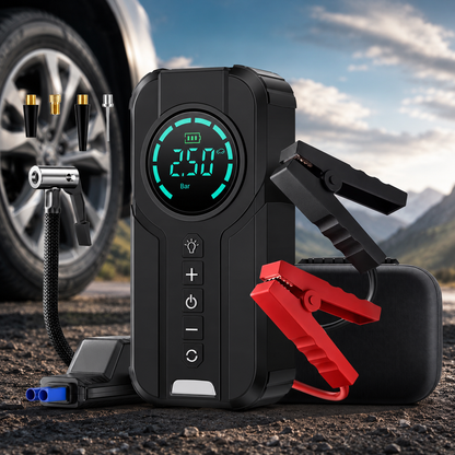 Compresseur d’air portable multifonction avec démarreur lampe power bank – 80W, 150 PSI HFJ