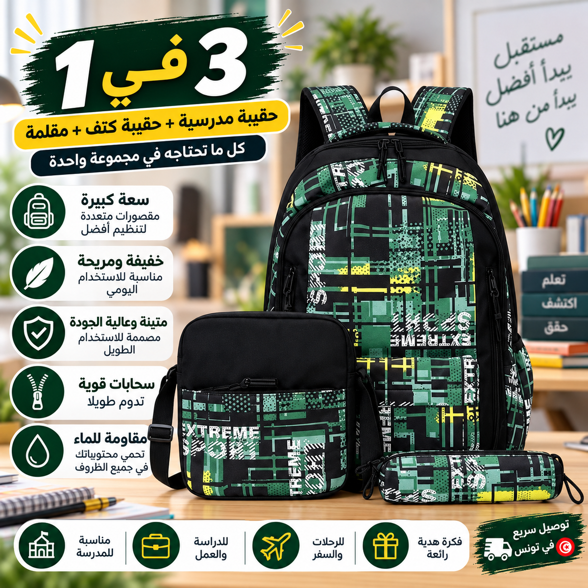 Ensemble Sac à Dos 3-en-1 – Grande Capacité